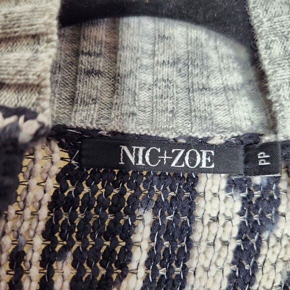 Nic+Zoe Blue Gray Open Front Knit Cardigan Sweater Women PP Size 2P Cotton Rayon - Picture 11 of 12